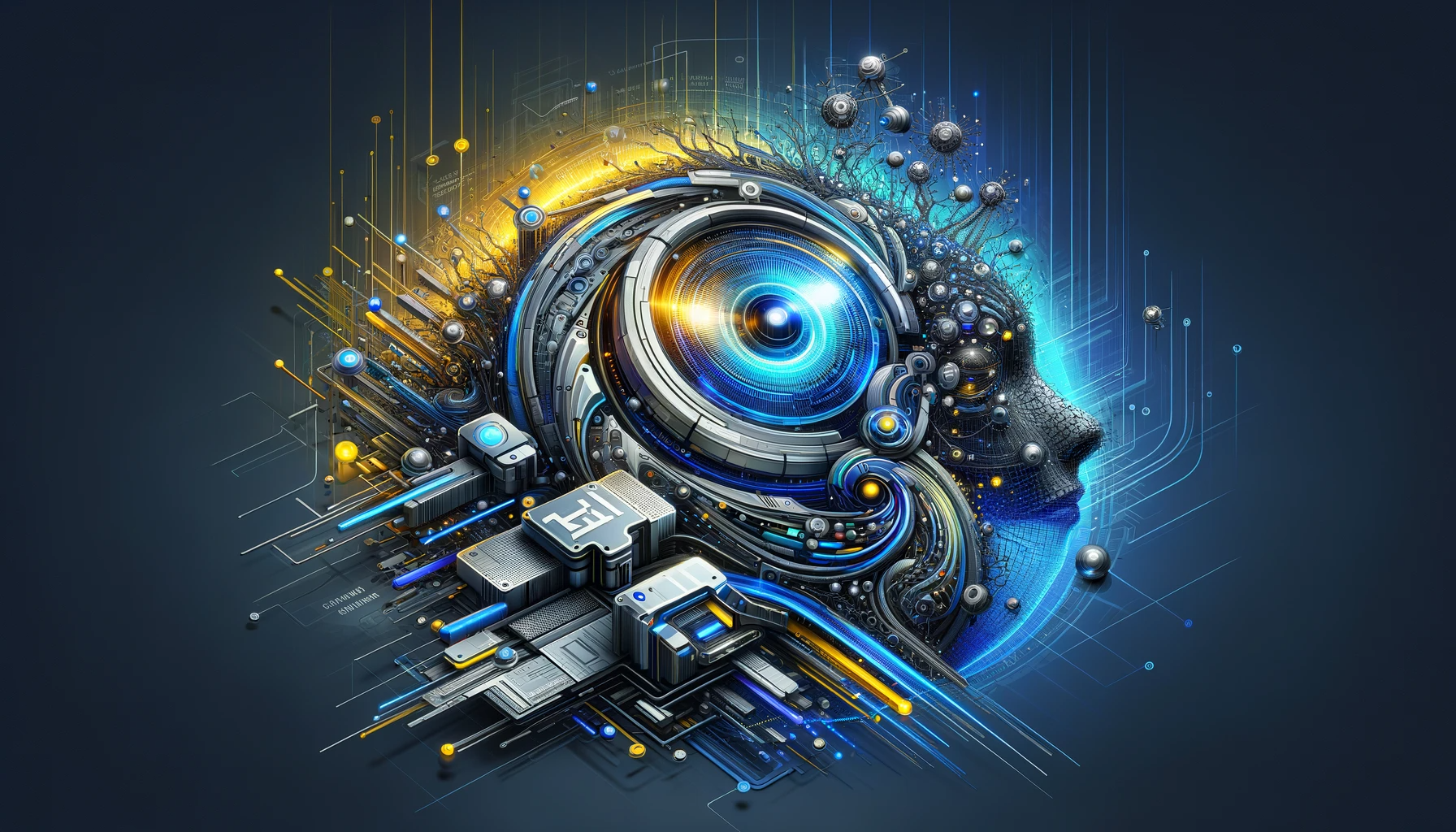 Futuristic artificial intelligence vision with connected digital systems