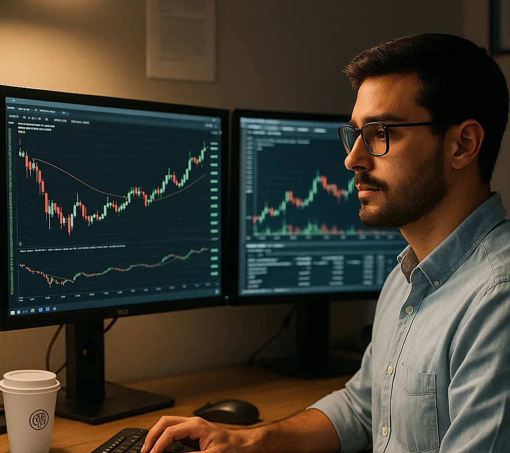 Data specialist working with analytics dashboards